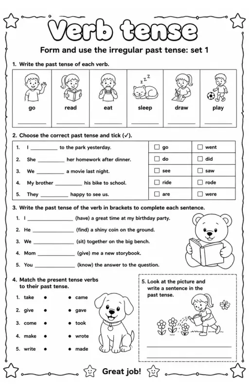 Form and use the irregular past tense: set 1