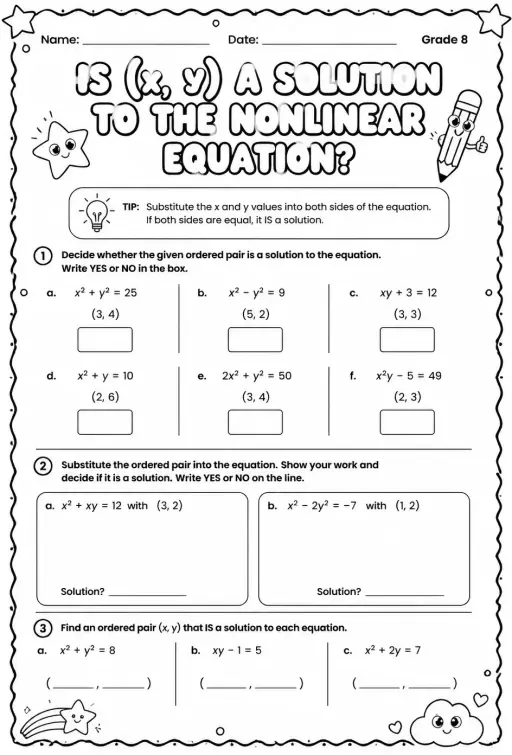 Is (x, y) a solution to the nonlinear equation?