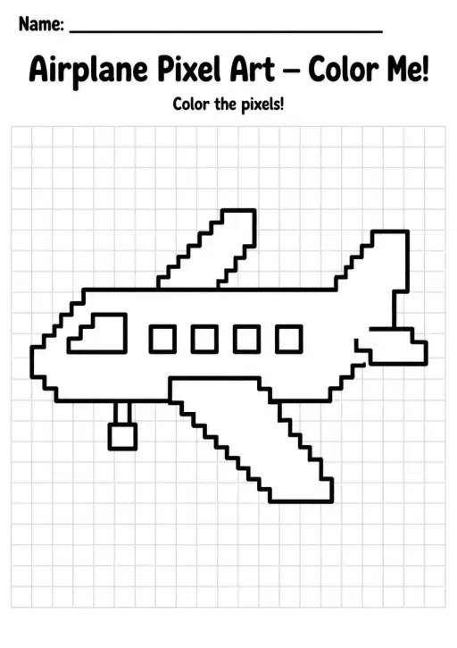 Airplane Pixel Art Coloring Page