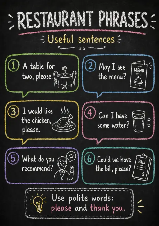 Restaurant Phrases Food Infographic