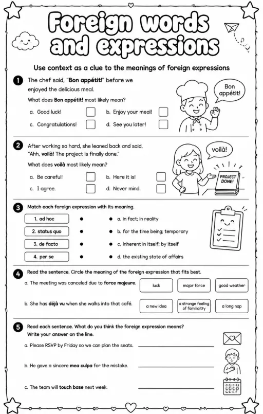 Use context as a clue to the meanings of foreign expressions