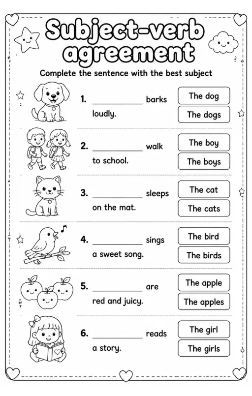 Complete the sentence with the best subject