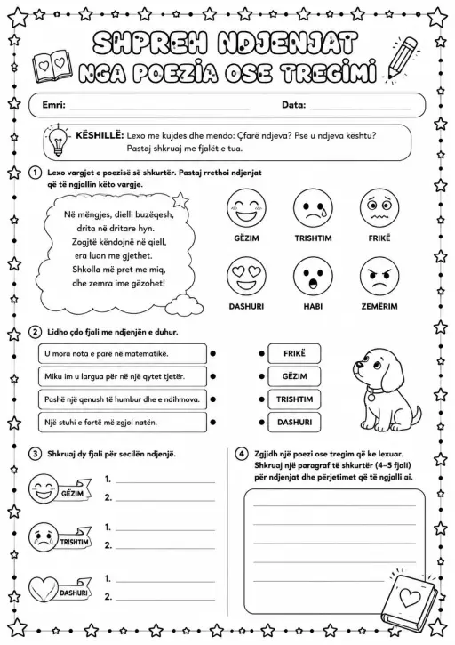 Shpreh ndjenjat nga poezia ose tregimi