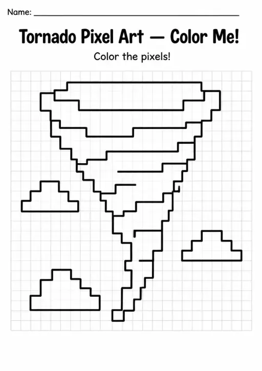 Tornado Pixel Art Coloring Page