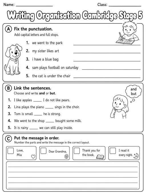 Writing Organisation Cambridge Stage 5