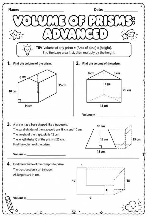 Volume of prisms: advanced