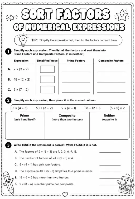 Sort factors of numerical expressions