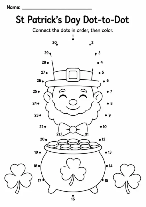 St Patrick's Day Dot-to-Dot — Grade 3