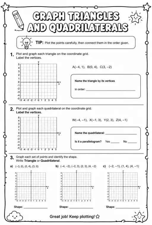 Graph triangles and quadrilaterals