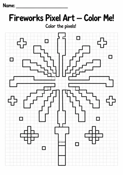 Fireworks Pixel Art Coloring Page