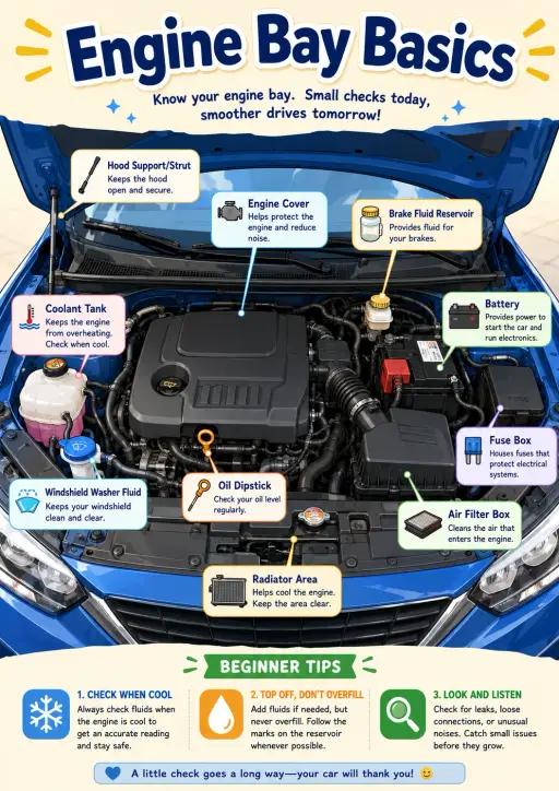 Engine bay basics Car Parts Infographic