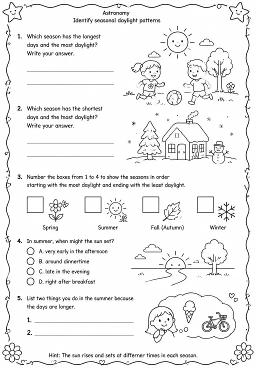 Identify seasonal daylight patterns