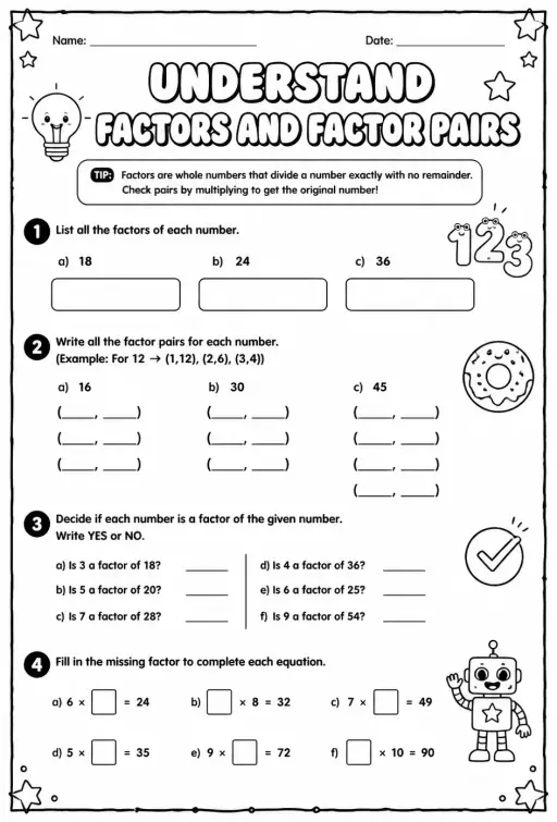 Understand factors and factor pairs