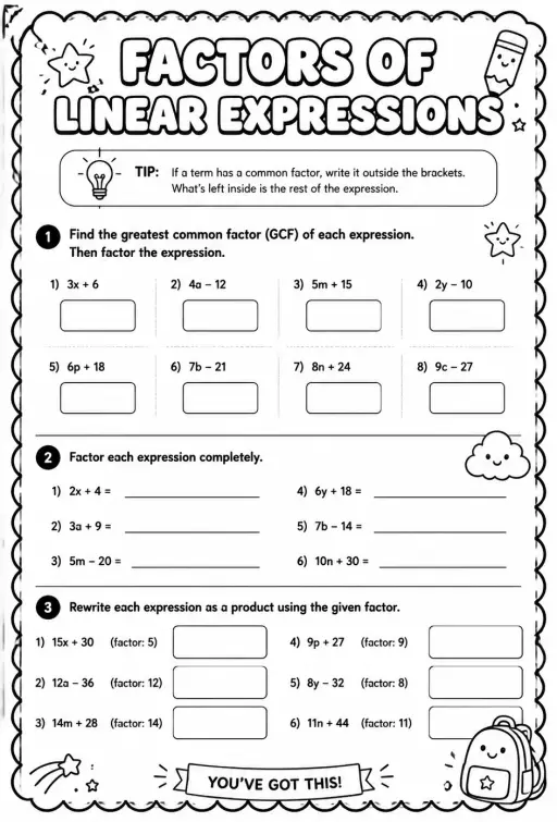 Factors of linear expressions