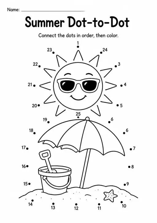 Summer Dot-to-Dot — Grade 2