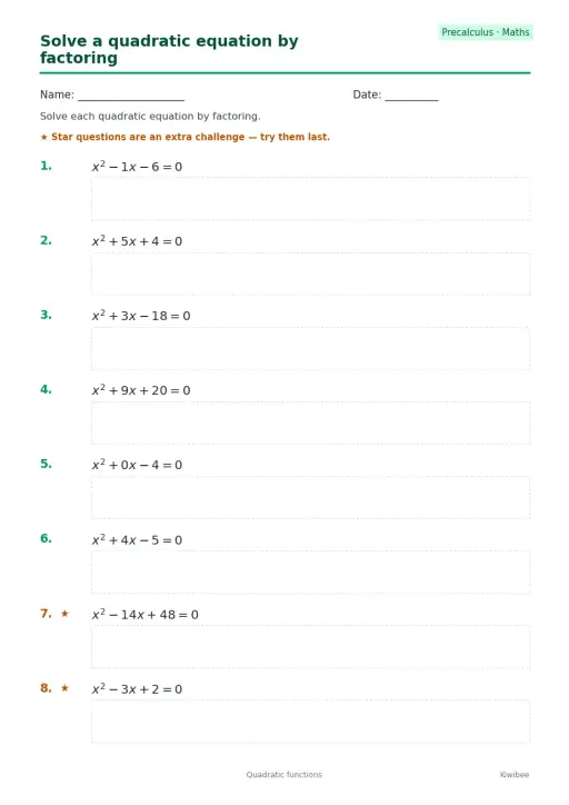 Solve a quadratic equation by factoring
