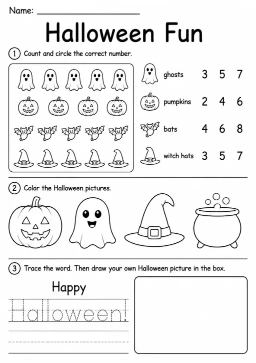Halloween Worksheet — Grade 1