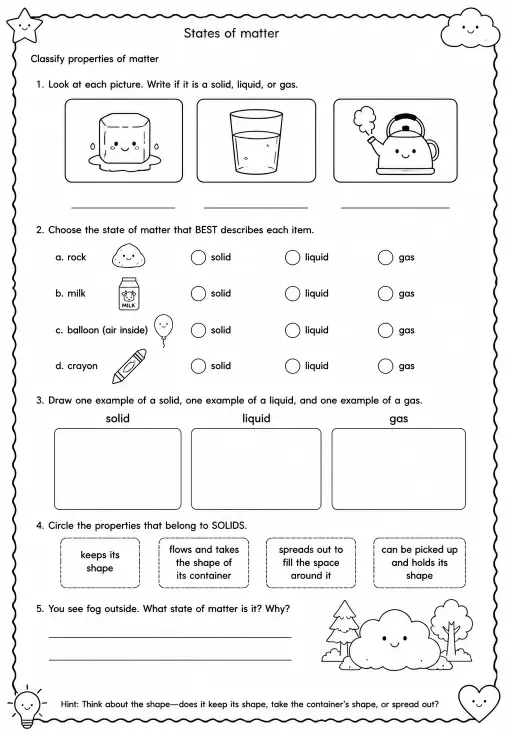 Classify properties of matter
