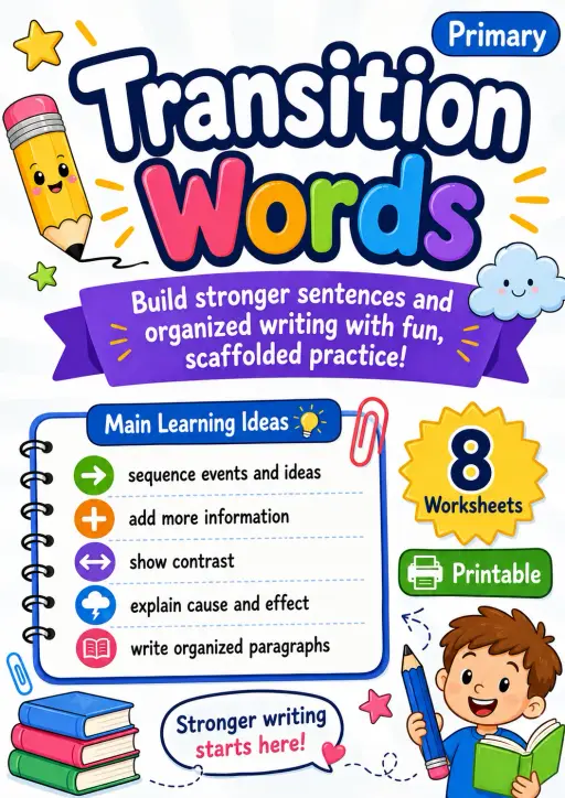 Transition Words Worksheet Pack