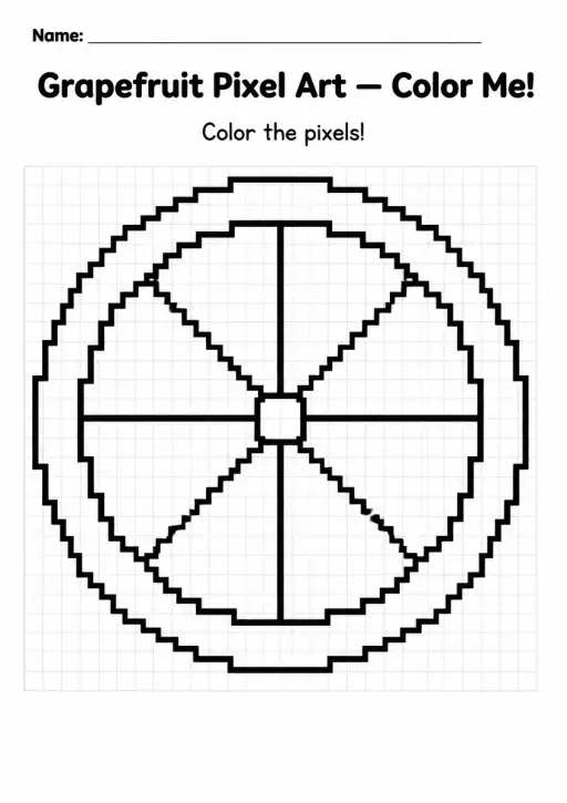 Grapefruit Pixel Art Coloring Page