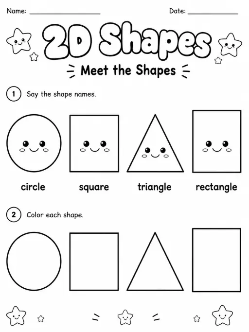 2D Shapes Worksheet Pack