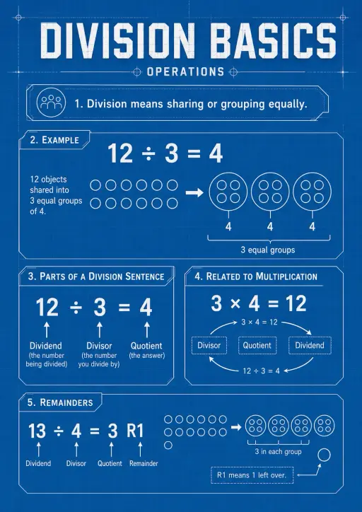Division Basics Operations Infographic