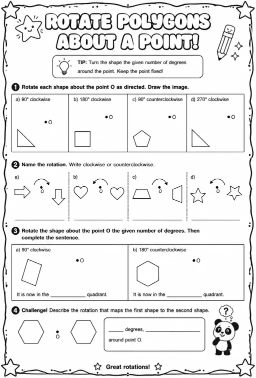 Rotate polygons about a point