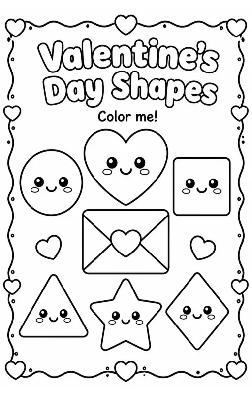 Valentine's Day Shapes Coloring Page