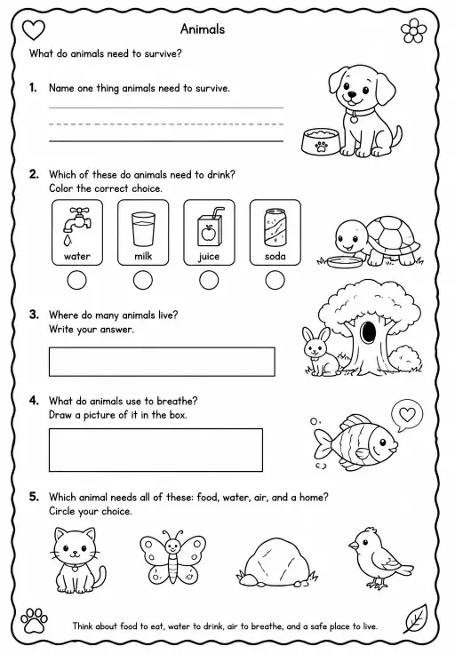 What do animals need to survive?