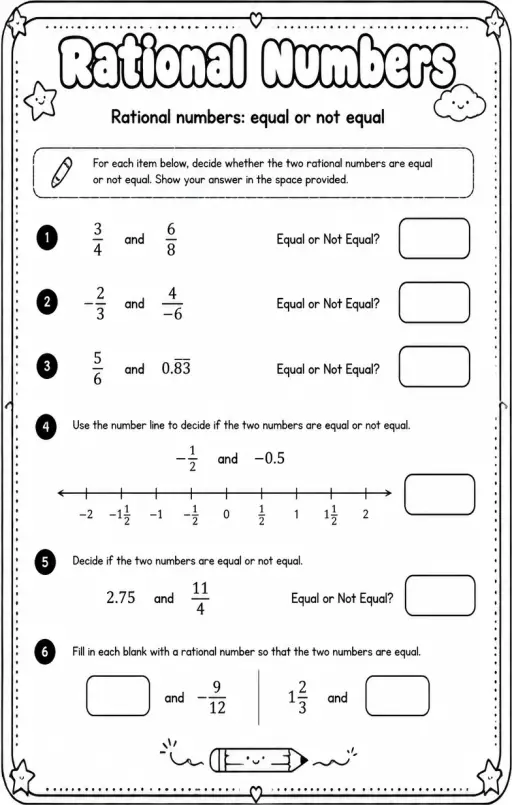 Rational numbers: equal or not equal