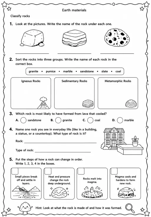 Classify rocks