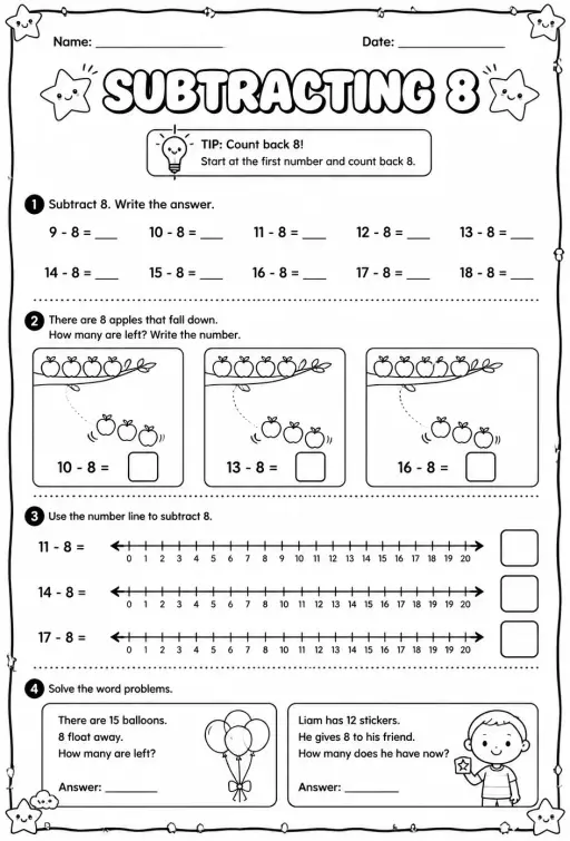 Subtracting 8