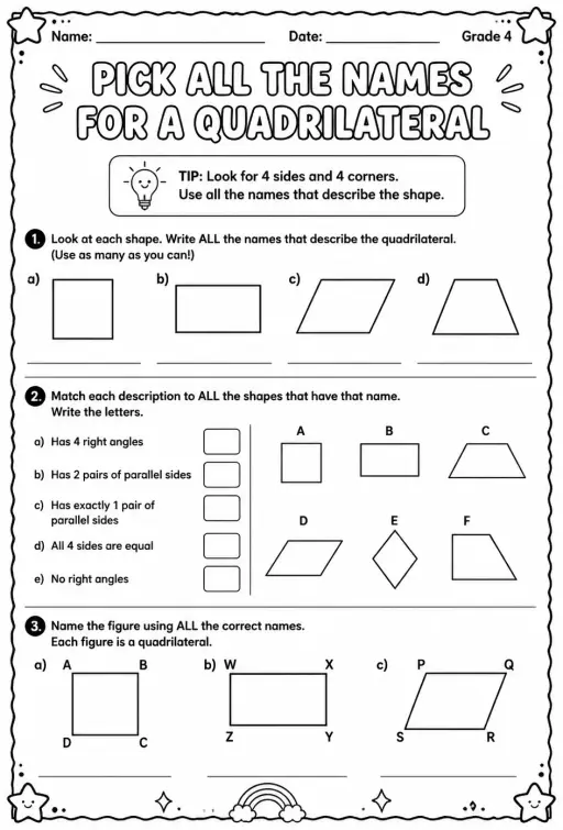 Pick all the names for a quadrilateral