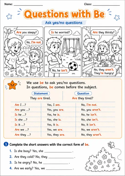 Questions with Be Pack - 2 Worksheets | Grades 2-3