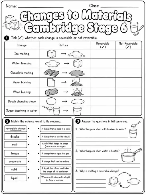 Changes to Materials Cambridge Stage 6