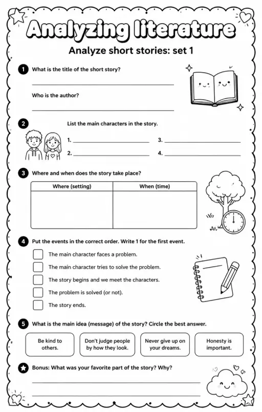 Analyze short stories: set 1