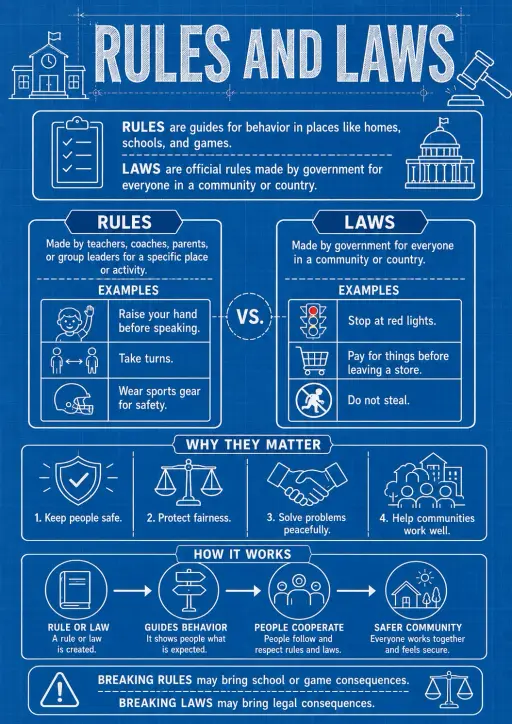 Rules and Laws Civics Infographic