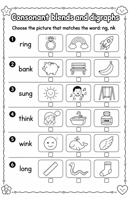 Choose the picture that matches the word: ng, nk