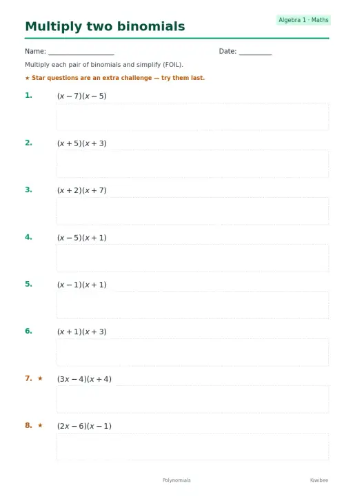 Multiply two binomials