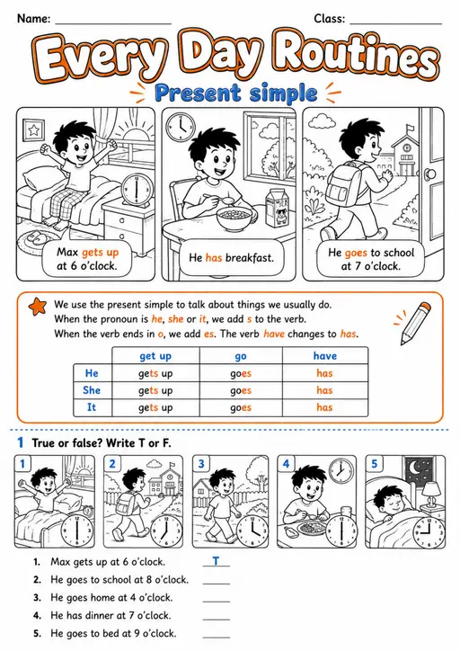 Daily Routines Pack - 2 Worksheets | Grades 2-3