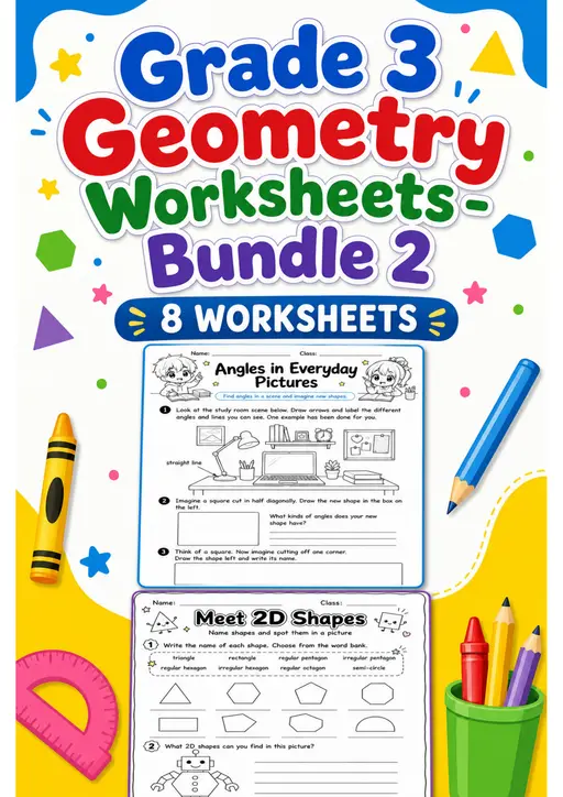 Grade 3 Geometry Worksheets - Pack 2