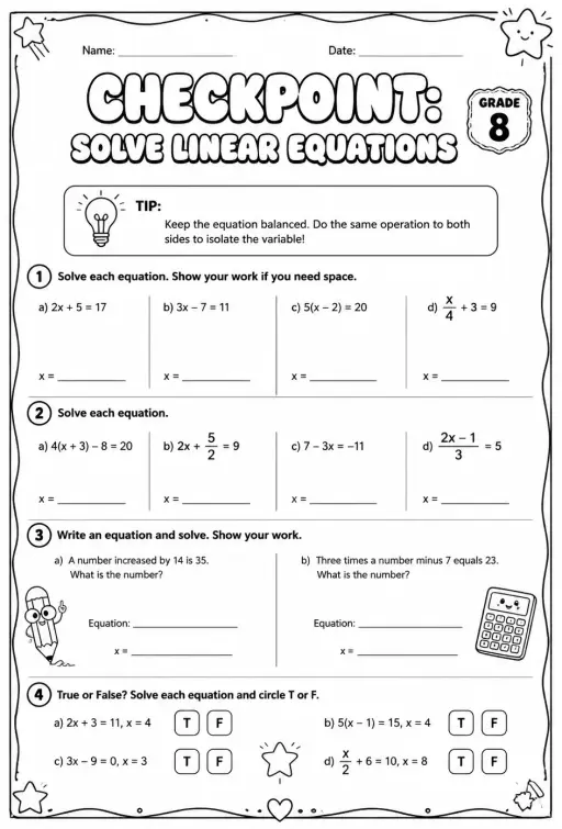 Checkpoint: Solve linear equations