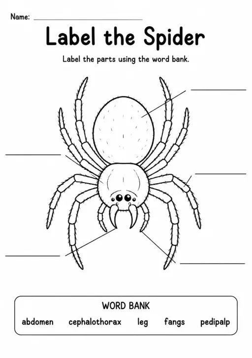 Label the Spider — Grade 2