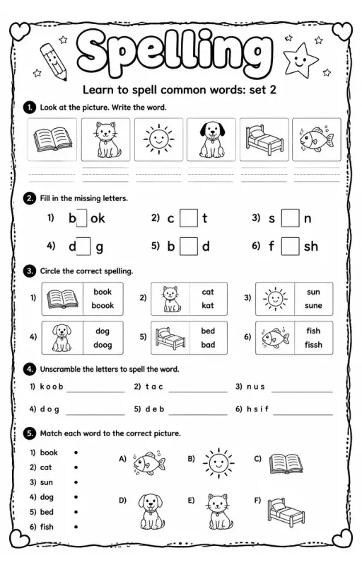 Learn to spell common words: set 2