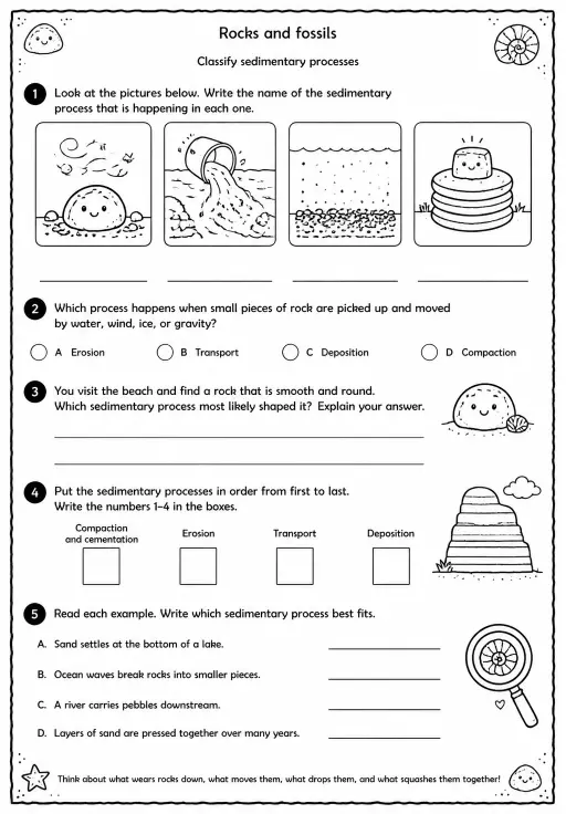 Classify sedimentary processes