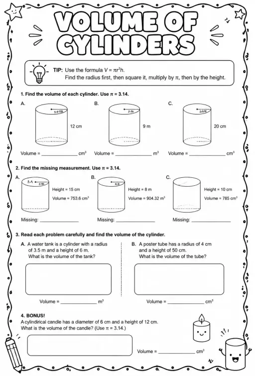Volume of cylinders
