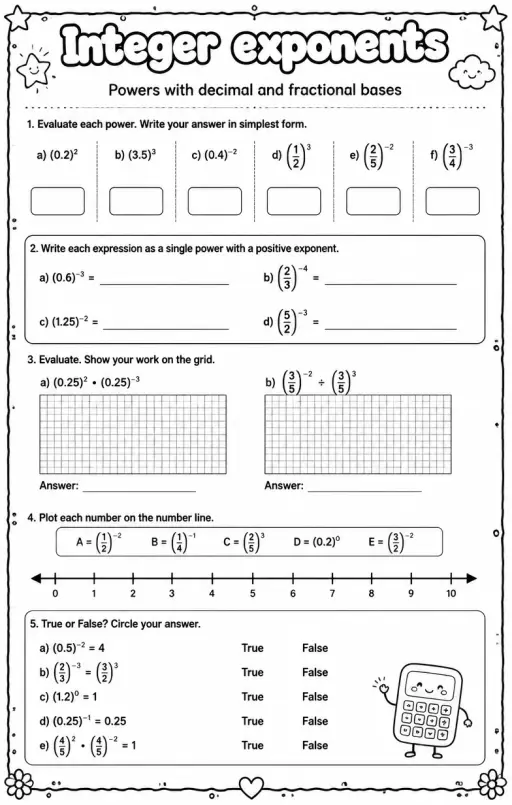 Powers with decimal and fractional bases
