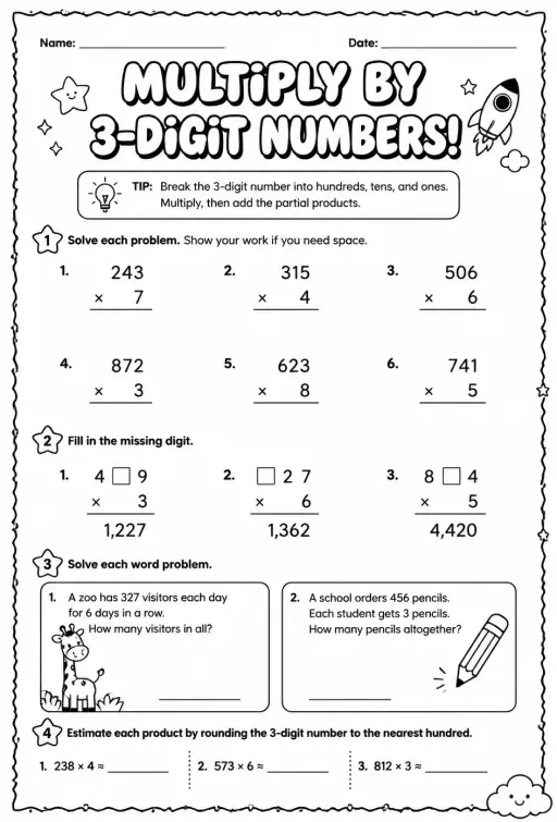 Multiply by 3-digit numbers