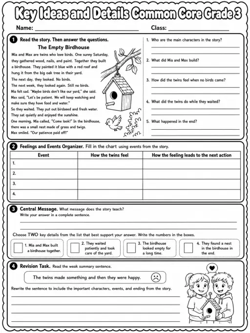 Key Ideas and Details Common Core Grade 3
