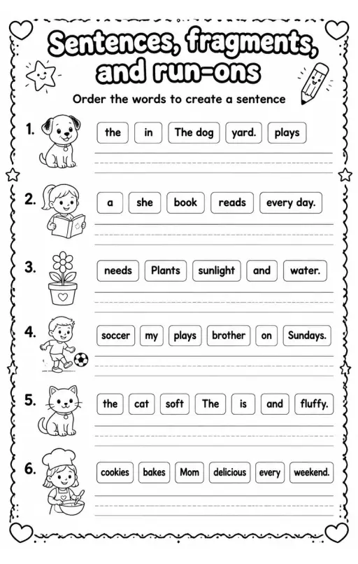 Order the words to create a sentence
